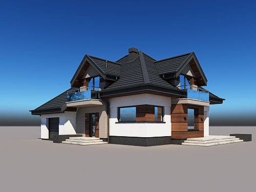 Projekt domu Alicja N - widok z przodu i z boku