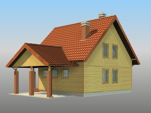 Projekt domu Niziołek (drewniany) - widok z boku i z tyłu