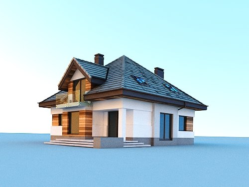 Projekt domu Opałek III N 2G+ - widok z boku i z tyłu