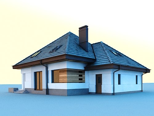 Projekt domu Opałek III N 2G+ - widok z tyłu i boku