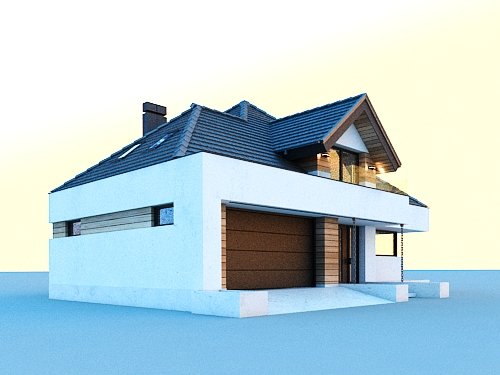 Projekt domu Opałek X 2G - widok z boku i z przodu