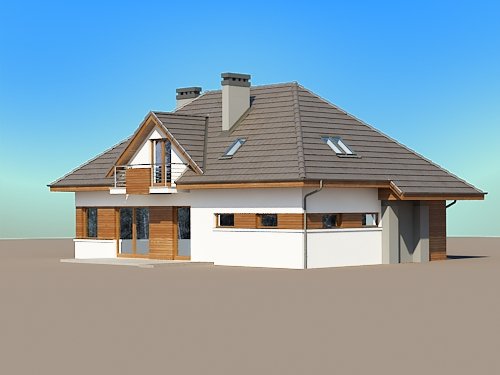 Projekt domu Reksio 2G - widok z tyłu i boku