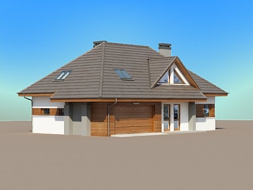 Projekt domu Reksio 2G - widok z boku i z przodu