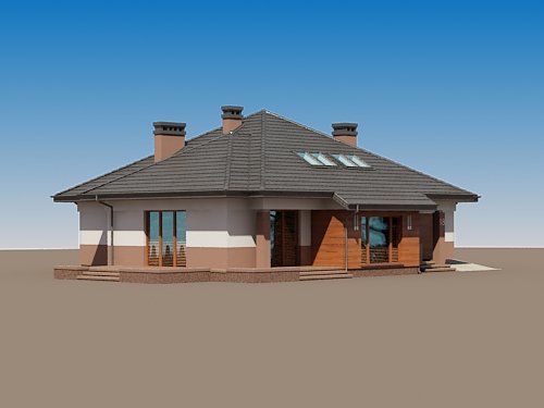 Projekt domu Szeherezada N - widok z boku i z przodu