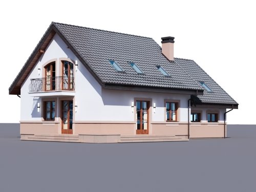 Projekt domu Puchatek K 2G - widok z boku i z tyłu