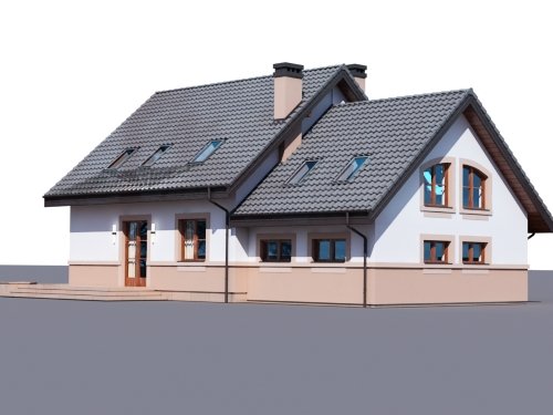 Projekt domu Puchatek K 2G - widok z tyłu i boku