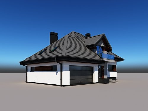 Projekt domu Alicja N 2G+ - widok z boku i z przodu