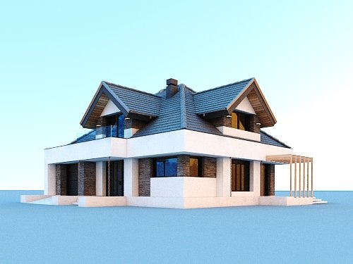 Projekt domu Alicja X - widok z przodu i z boku