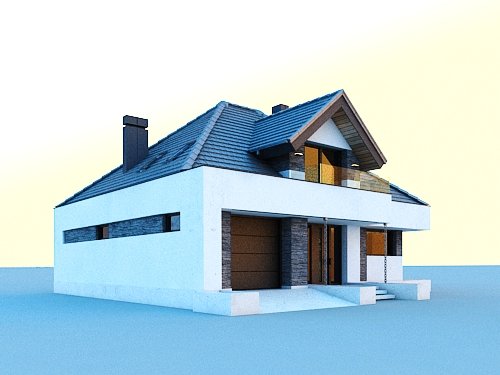 Projekt domu Alicja X - widok z boku i z przodu