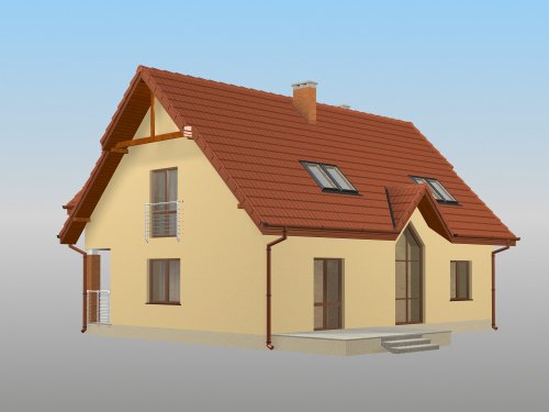 Projekt domu Bazyliszek - widok z boku i z tyłu