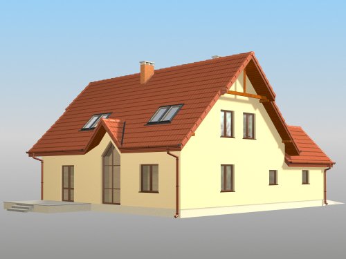 Projekt domu Bazyliszek - widok z tyłu i boku