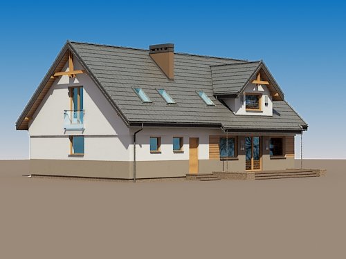 Projekt domu Dżin N 2G - widok z boku i z tyłu