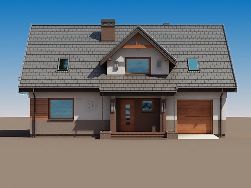 Projekt domu Dżin N - elewacja frontowa