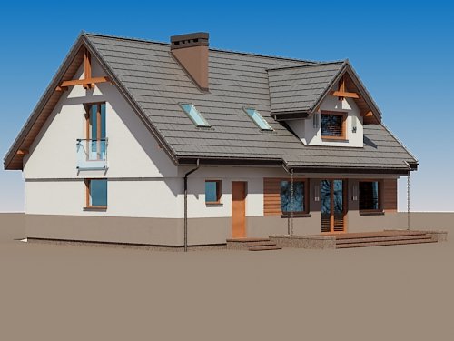 Projekt domu Dżin N - widok z boku i z tyłu