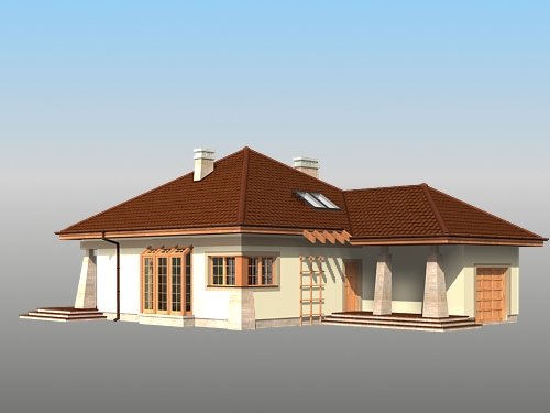 Projekt domu Gucio II - widok z boku i z przodu