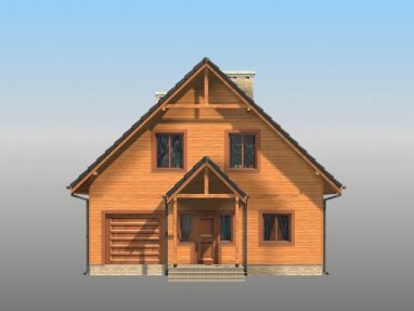 Projekt domu Kopciuszek (drewniany) - elewacja frontowa