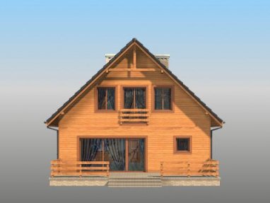 Projekt domu Kopciuszek (drewniany) - elewacja tylna