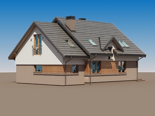 Projekt domu Koralgol II N - widok z boku i z tyłu