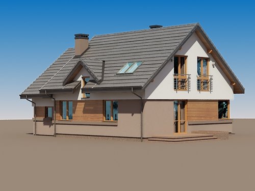 Projekt domu Koralgol II N - widok z tyłu i boku