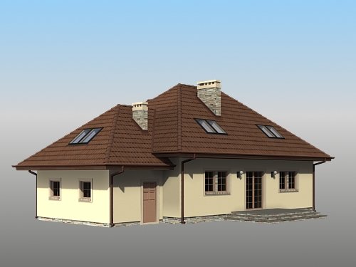 Projekt domu Koszałek - widok z boku i z tyłu