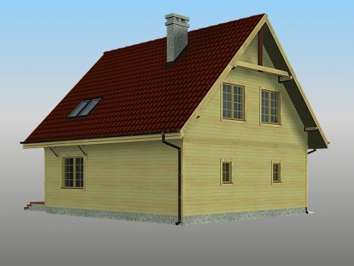 Projekt domu Lolek (szkielet drewniany) - widok z tyłu i boku