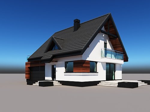 Projekt domu Lolek N 2G - widok z przodu i z boku
