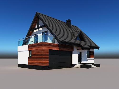Projekt domu Lolek N 2G - widok z boku i z przodu