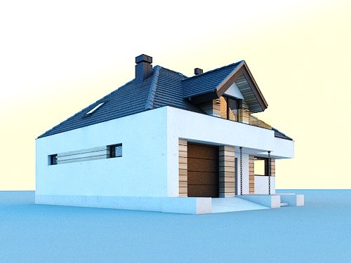 Projekt domu MINI Alicja X - widok z boku i z przodu