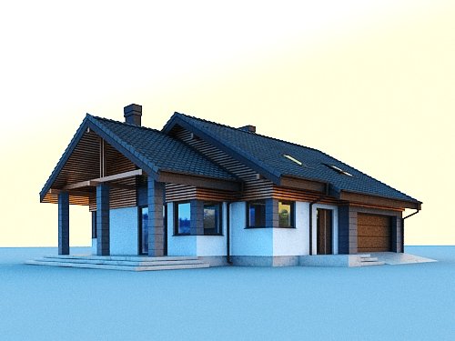 Projekt domu Nel IIN 2G+ - widok z boku i z przodu