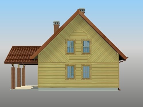 Projekt domu Niziołek (drewniany) - elewacja tylna