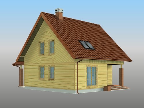 Projekt domu Niziołek (drewniany) - widok z tyłu i boku