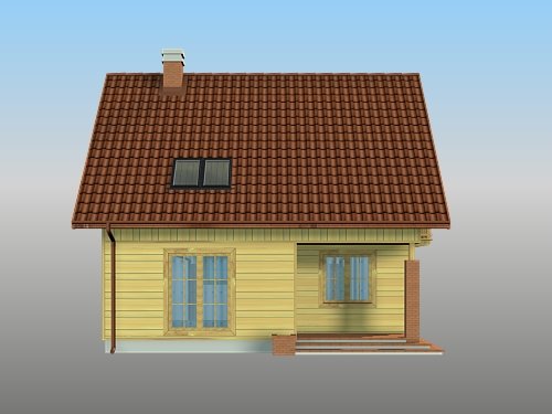 Projekt domu Niziołek (drewniany) - elewacja boczna 2
