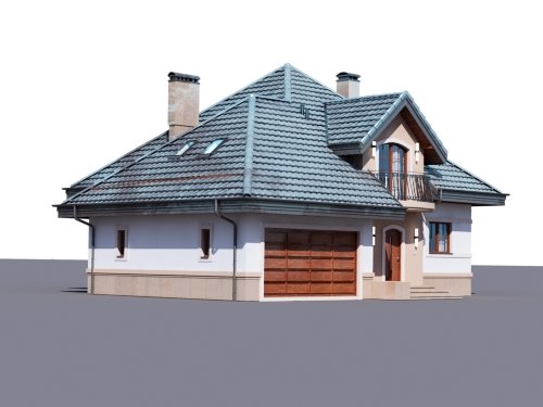 Projekt domu Opałek K 2G - widok z boku i z przodu