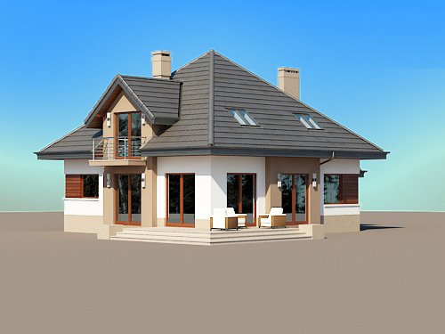 Projekt domu Opałek II N 2G - widok z boku i z tyłu