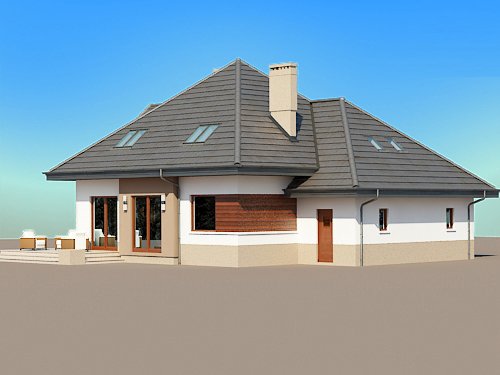 Projekt domu Opałek II N 2G - widok z tyłu i boku