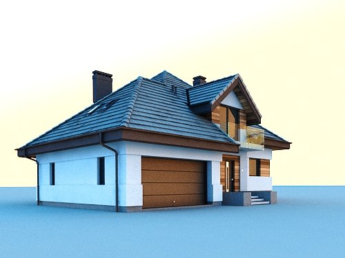 Projekt domu Opałek III N 2G+ - widok z boku i z przodu