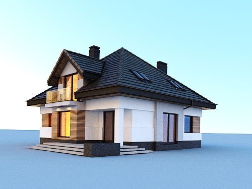 Projekt domu Opałek III N 2G - widok z boku i z tyłu