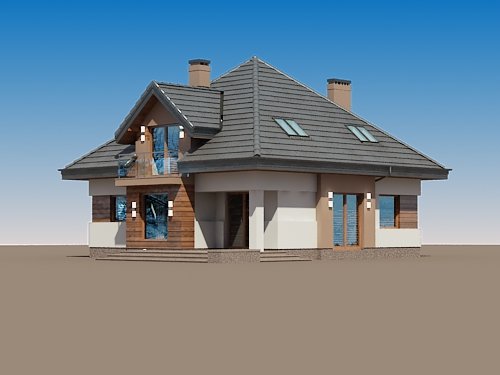 Projekt domu Opałek III N - widok z boku i z tyłu