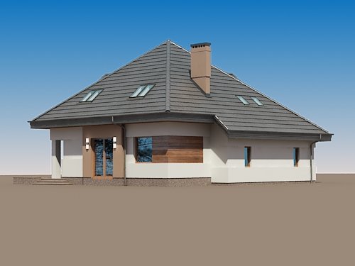 Projekt domu Opałek III N - widok z tyłu i boku
