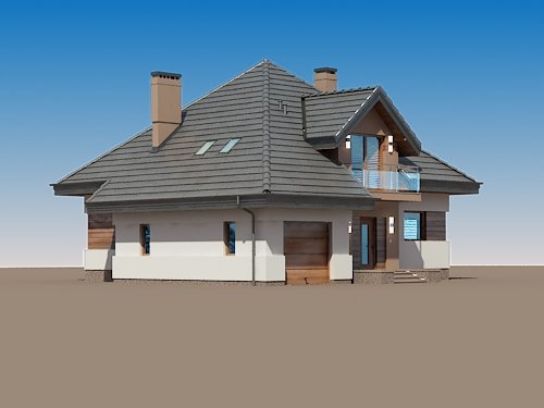 Projekt domu Opałek III N - widok z boku i z przodu