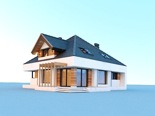 Projekt domu Opałek X 2G - widok z boku i z tyłu