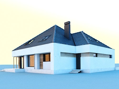 Projekt domu Opałek X 2G - widok z tyłu i boku