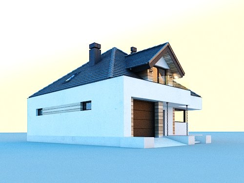 Projekt domu MINI Opałek X  - widok z boku i z przodu