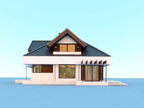 Projekt domu Opałek X - elewacja boczna 1