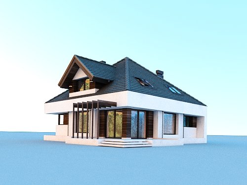 Projekt domu Opałek X - widok z boku i z tyłu