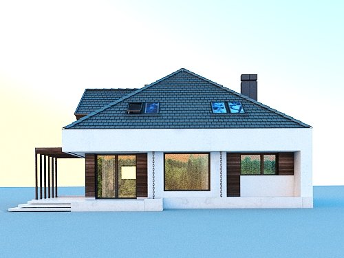 Projekt domu Opałek X - elewacja tylna