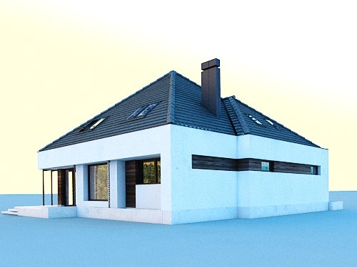 Projekt domu Opałek X - widok z tyłu i boku