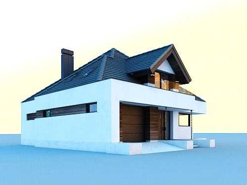 Projekt domu Opałek X - widok z boku i z przodu