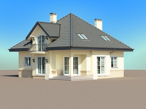 Projekt domu Opałek - widok z boku i z tyłu