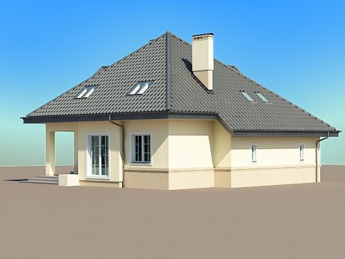 Projekt domu Opałek - widok z tyłu i boku